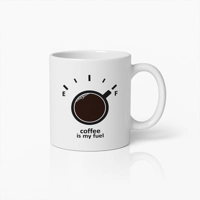 Koffiemok 330ml – "Koffie Is Mijn Brandstof" Grappig Brandstofmeter Design – Cadeau voor Koffieliefhebbers, Kantoor, Thuis