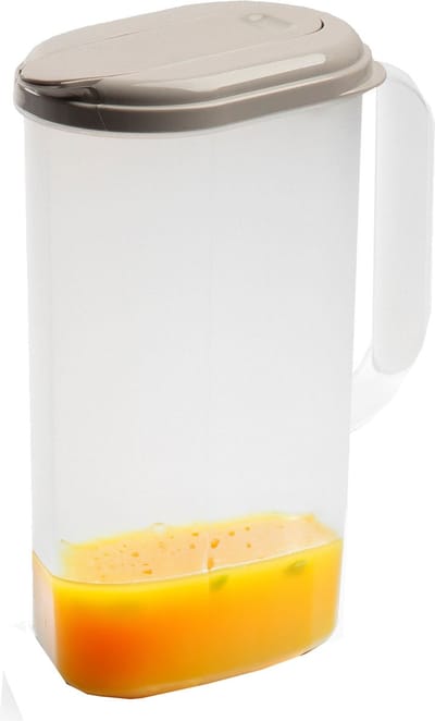Plasticforte Waterkan met deksel - 2 liter - taupe - kunststof - smalle schenkkan die in de koelkastdeur past