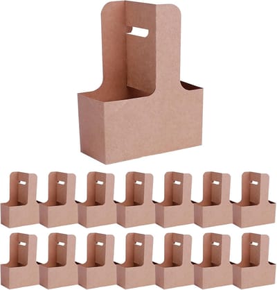 Drankhouder, lichtbruin, kraftpapier, bekerhouder voor dranken en sport, ideaal voor koffie, thee, melk, vruchtensap, 15 stuks