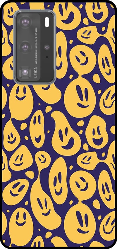 Smartphonica Telefoonhoesje Geschikt voor Huawei P40 Pro met smiley opdruk - TPU backcover case emoji design - Paars Geel geschikt voor Huawei P40 Pro