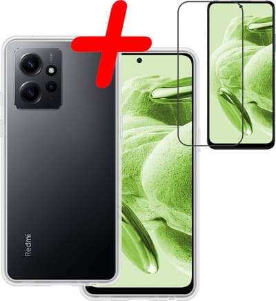 Hoesje Met Screenprotector - Geschikt voor Xiaomi Redmi Note 12 4G - Sterk & Shockproof - Back Cover - Siliconen Case - Telefoon Hoes - Transparant