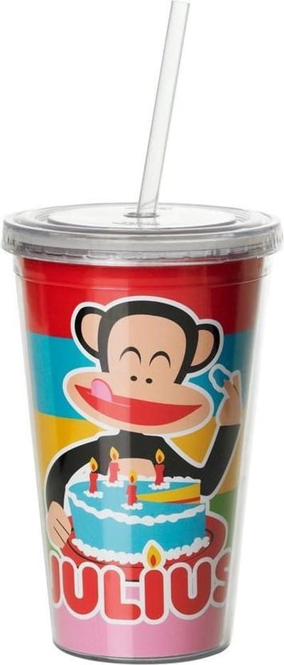 Paul Frank Drinkbeker - Incl rietje - 500 ml - B-Day - Roze