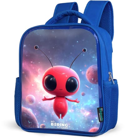 NoBoringSuitcases.com® - Rugzak blauw - Schooltas jongens - Rood Ruimtewezen in Kosmische Dans - Kinder rugtas jongen - Boekentas kind - Kinderrugzak voor school - Schoolrugzak
