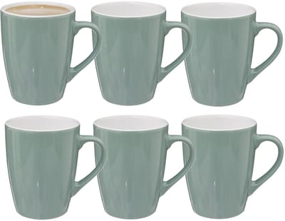 5Five Koffiemokken Colorama - 6x stuks - Keramiek - mintgroen - 380 ml - 9 x 11 cm