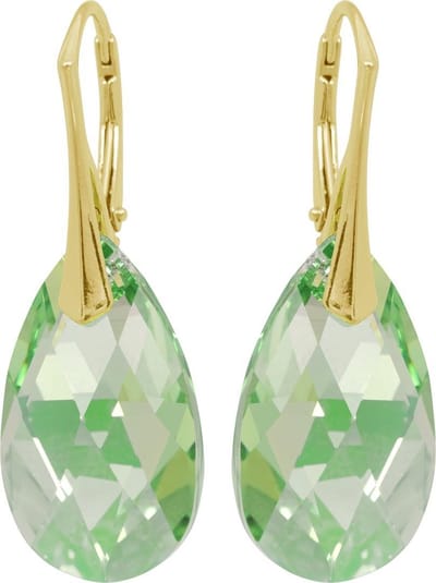 DBD - Goud Vergulde Zilveren Oorbellen - Swarovski Kristal Elements - Druppel - Groen Peridot - 22MM - Anti Allergisch