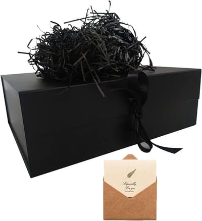 Luxe Zwarte Geschenken Doos met Magnetische Sluiting en Lint | Cadeauverpakking voor Valentijn & Verjaardag | 33x26x11.5 cm