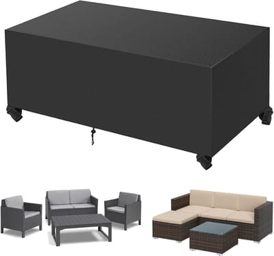 Waterdichte beschermhoes voor tuinmeubelen, winterbestendig, UV-bestendig, 600D Oxford stof, geschikt voor tuinset, tafel en stoelen (zwart, 230 x 165 x 80 cm)
