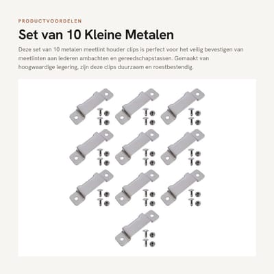 Dailygoods- Meetlint Houder - 10x Metalen Clip - Hoogwaardige Legering - Gereedschapstas Beugel - Lederen Ambachten - Gemakkelijk te Installeren - Meetlintclip