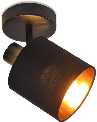 NETTLIFE LED Opbouwspot - 1-lichts - zwart - E14 Fitting - met Stof Lampkap - 350° draaibar Plafondspot - Vintage Keukenlamp - Max. 40W - Metaal - voor Slaapkamer | Hal | Woonkamer - Zonder Lichtborn - L 10cm