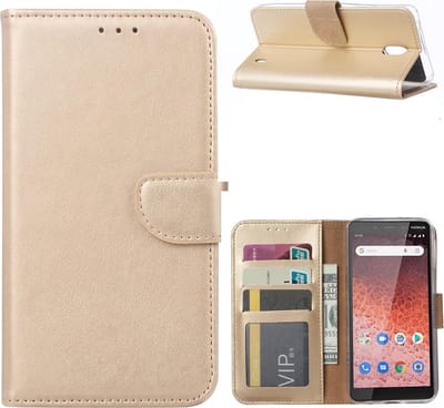 LuxeBass Boekhoesje geschikt voor Nokia 1 Plus - Goud - telefoonhoes - gsm hoes - telefoonhoesjes