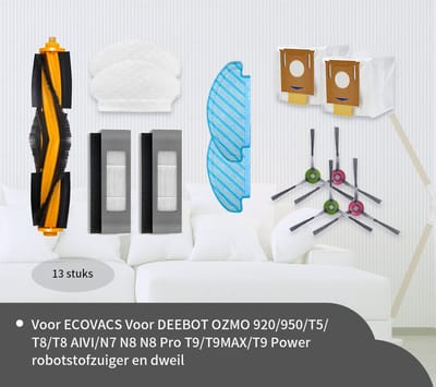 Replacements® Onderdelen geschikt voor Ecovacs Deebot Ozmo T5 - T8 - T9 - N8 - 13-delig