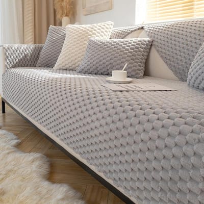 Housse de Canapé Chaude d'Hiver Épaissir Peluche Antidérapante Coussin de Canapé pour Salon Housse de Canapé Universelle Serviette de Dossier Tapis de Canapé Modulaire 1pc 45x45 pillowcase