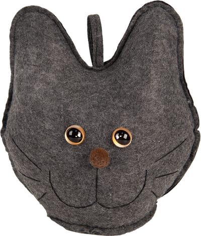 Clayre & Eef Deurstopper Kat 20x14x22 cm Grijs Synthetisch