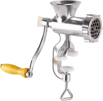 Handgemaakte Vleesmolen - Hand Vullen - Ingrediënten Malen - Robuuste Aluminium Legering - 17x8.5x20 cm - Zilverkleurig