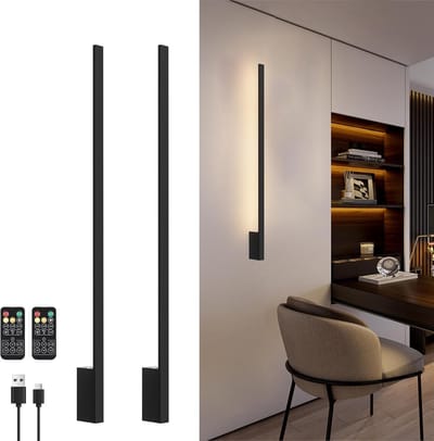 Dimbare Wandlamp met Afstandsbediening - 2 Stuks, Oplaadbare 6W Wandverlichting voor Binnen met 10,000 mAh Accu