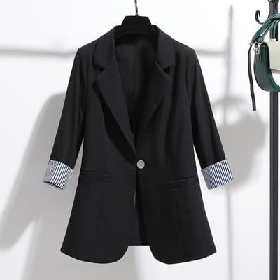 Damespakjas Lente en Zomer Nieuw Slim-fit Drapé Dunne Stijl Zevenkwartsmouw Pak Top L gray