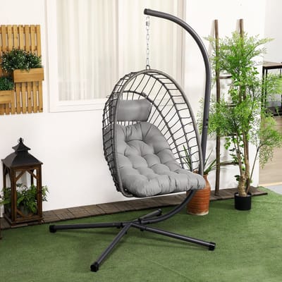 Hangmat - Hangende Tuinstoel – Hangstoel – Zweefstoel – Relaxstoel – Schommelstoel – Met Katoenen Kussen – Met Stalen Frame