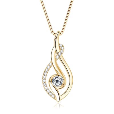 Selevie Ketting Goud Druppel design met ronde 1ct Moissanite – 925 Sterling Zilver met Gold Plate en Moissanite Steen -
