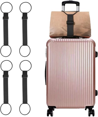 Verstelbare elastische bagagestraps - Set van 4 lichte en stevige reisbanden voor veilige bevestiging van koffers en tassen (zwart)
