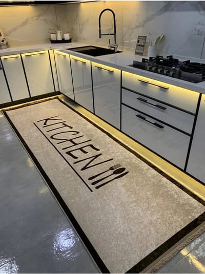 Keukenloper Kitchen - Crème - 80x200 cm - Vloerkleden - Keuken Tapijt - Keukenmat - Loper Tapijt - Loper Vloerkleed