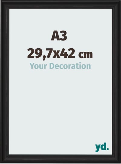 Your Decoration - Fotolijst A3 29,7x42 cm - MDF - Zwart Houtnerf - Lazio