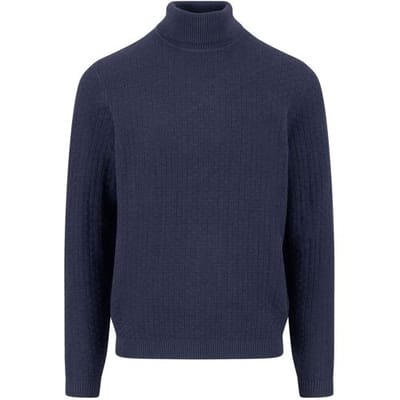 Fynch-Hatton Trui Rollneck Square Triple Stripe Texture Navy / male