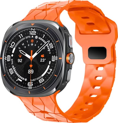 Bandz Siliconen band 'Hexagons' met gespsluiting - geschikt voor de Samsung Galaxy Watch Ultra 2 (2026) / Ultra (2024/2025) - oranje