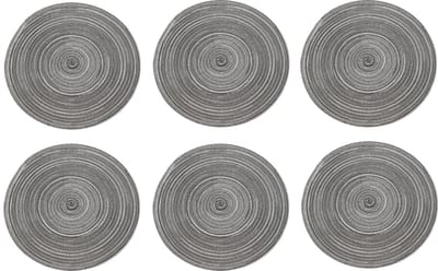 Krumble Placemat rond - Placemats - Onderleggers - Onderzetters - Tafelaccessoires - Set van 6 - Diameter 36 cm - Zilver/grijs