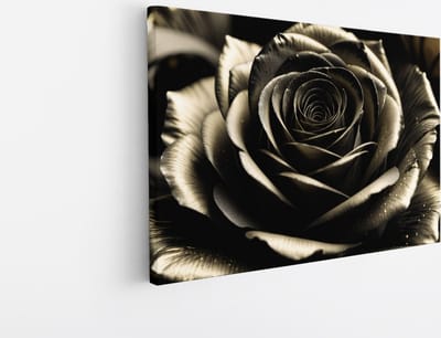 Saammp Canvas Schilderij - Elegante Zwarte Roos - Natuur - Modern - 45x30 - Foto op canvas - Wanddecoratie - Muurdecoratie Woonkamer - Kantoor Decoratie