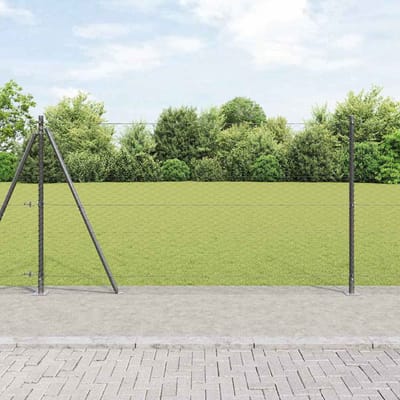 vidaXL - zeshoekig - gaashek - met - betonnen - voetstuk - 100 - x - 1,6 - m - Grijs - Mesh
