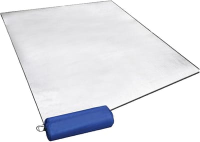 Famanu – Dubbelzijdige aluminiumfolie isolatiemat, 200 x 150 cm, opvouwbare tentmat met opbergtas, waterdicht en warmte-isolerend