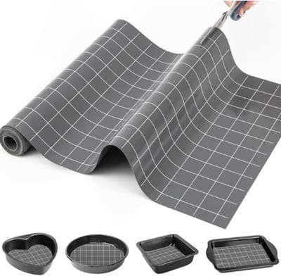 40 x 160 cm siliconen bakmat op rol - antiaanbaklaag in de keuken voor oven, herbruikbare - hittebestendige bakplaat, beschermmat voor aanrechtblad voor de meeste ovens en fornuizen (grijs) | Cyslmuk®