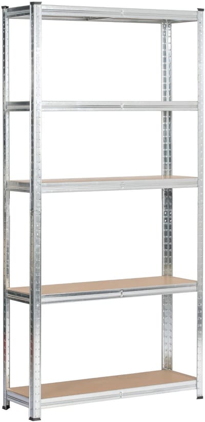 Stalen Opslagrek 90x30x180 cm Zilvergrijs - 5 Verstelbare Planken, Zelfmontage, Tot 175kg per Plank, Duurzame MDF/Metaalconstructie