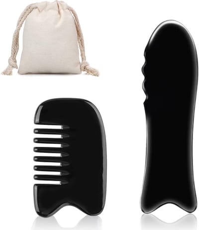 Gua Sha Massage set - Hoorn Gua Sha Kam - Buffelhoorn Gua Sha Bord - Massage Tool Set met 2 Tools - Natuurlijke ontspanning voor gezicht en lichaam.