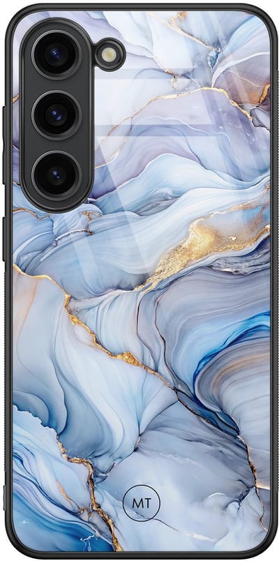 Hoesje geschikt voor Samsung Galaxy S23 - Lavender dream - Hard Case Zwart Back Cover - Marmer - Paars - Mooie Telefoonhoesjes