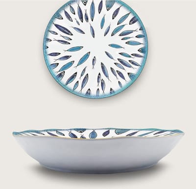 Arca Fish collection - Melamine salade/serveerschaal Ø40xH7.5cm – licht in gewicht – makkelijk stapelbaar – voor binnen en buiten