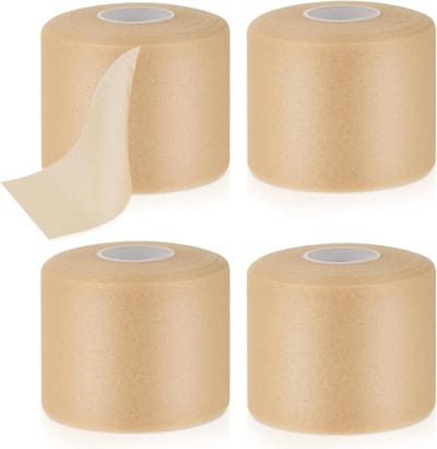 Ademende beschermkussen-tape, 4 rollen schuimrubberen pre-wrap, ideaal voor sport, 7,5 cm x 10 m, huidvriendelijk, latexvrij, perfect voor pols, enkels en voeten, tapeverband en ondersteuning