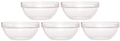 5x Glazen schaal/kom 20 cm - Sla/salade serveren - Schalen/kommen van glas - Keukenbenodigdheden