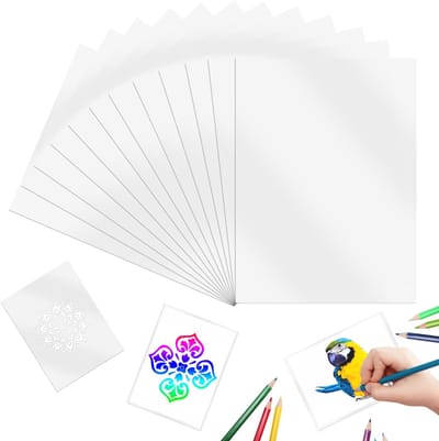 12 stuks lege vellen voor sjablonen, mylar, stencilvellen, PET-kunststofbladen, acetaatbladen A4, transparant, 30,5 x 21,7 cm, voor het snijden van zeefdruk, schilderen, knutselsjablonen (melkwit)