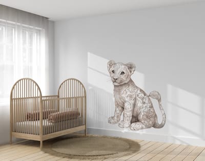 Muursticker leeuwtje-welpje-kinderkamer-sticker-kinderkamerasseccoires-jungle-safari