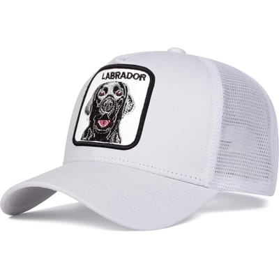 Unisex Labrador Hond Borduurwerk Baseball Net Petten Lente En Zomer Buiten Verstelbaar Casual Petten Zonbescherming Pet white