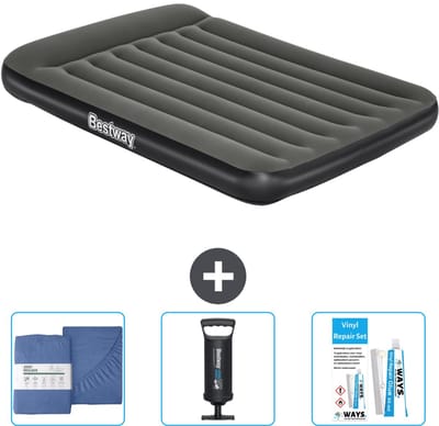 Bestway luchtbed - Twijfelaar - 137 x 191 x 30 cm - Groen - Inclusief Hoeslaken - Pomp en Reparatieset