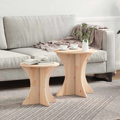 vidaXL - Salontafel - 2 - st - Naturel - 46 - x - 46 - x - 47 - cm - Massief - grenenhout