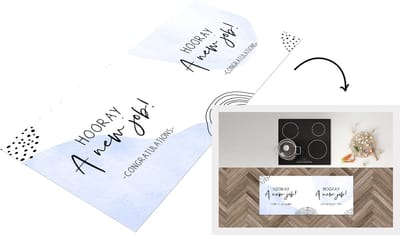 Keukenloper - Loper keuken - Quotes - Spreuken - Hooray, a new job! - 120x50 cm - Keukenloper vinyl