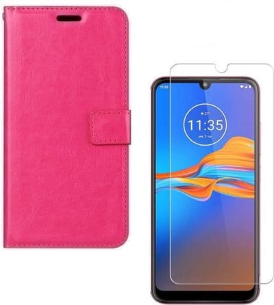 Bookcase hoesje Portemonnee Geschikt voor: Samsung Galaxy A20S roze met 2 stuks Glas Screen protector
