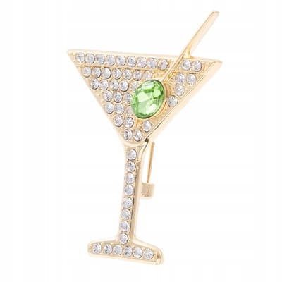 PINETS Party - Broche - Drink Dirty Martini - Goudkleurig - Met Zirkonia's