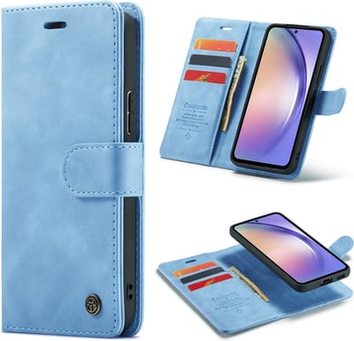 Casemania Hoesje Geschikt voor Samsung Galaxy A55 - Sky Blue - 2 in 1 Magnetic Book Case