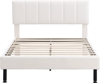 Gotagee Gestoffeerd bed Eenpersoonsbed IJzeren Poten Kinderbed Jeugdbed 140x190 Beige Laag Bed