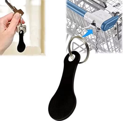 CHPN - Winkelwagenmunt - Muntje voor winkelkar - Winkelwagen muntje - Sleutelhanger - Metaal - Zwart - Sleutelhanger - Keychain - Universeel