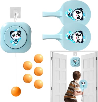 Deurspel Trainingsset - Pong Trainer - Hand-oog Coördinatie - Verstelbaar Net - Inclusief Rackets - Blauw